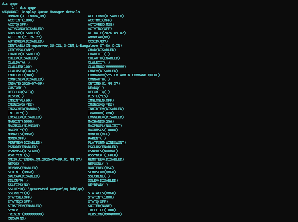 Display Queue Manager details